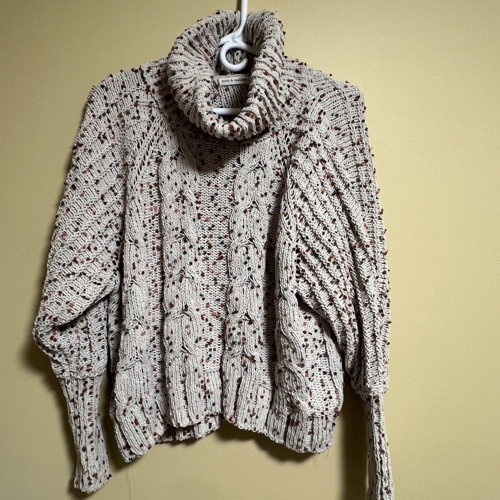 Moon & Madison Confetti Cowl Chunky Cable Knit Sweater Whinsycore Size Medium